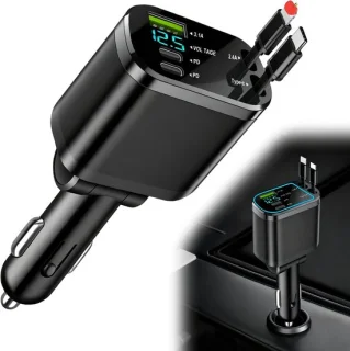Autolader met usb-c en sigarettenaansteker