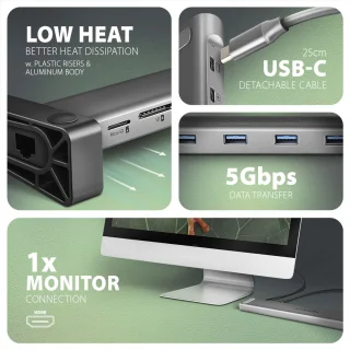 Axagon HMC-10HLS laptop dock & poortreplicator