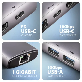 Axagon HMC-6G2L USB-C Laptop Dock Poortreplicator