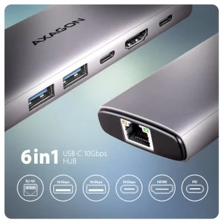 Axagon HMC-6G2L USB-C Laptop Dock Poortreplicator