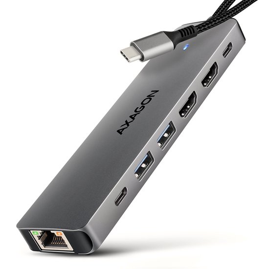 Krachtige compacte hub: AXAGON HMC-7HX2 met HDMI, Gigabit en 100W PD