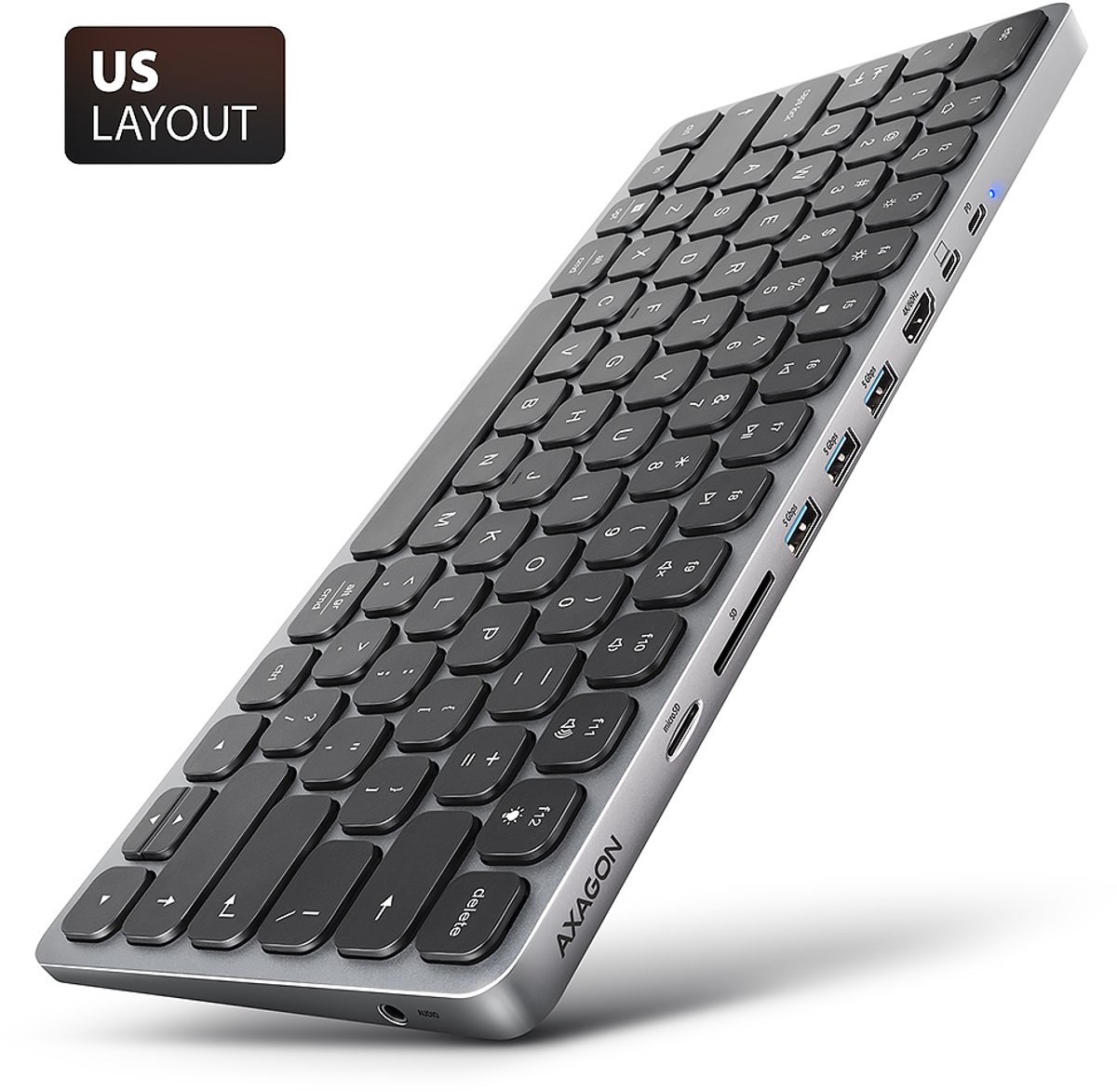 Axagon HMC-KB-US Laptop Dock USB Type-C Grijs