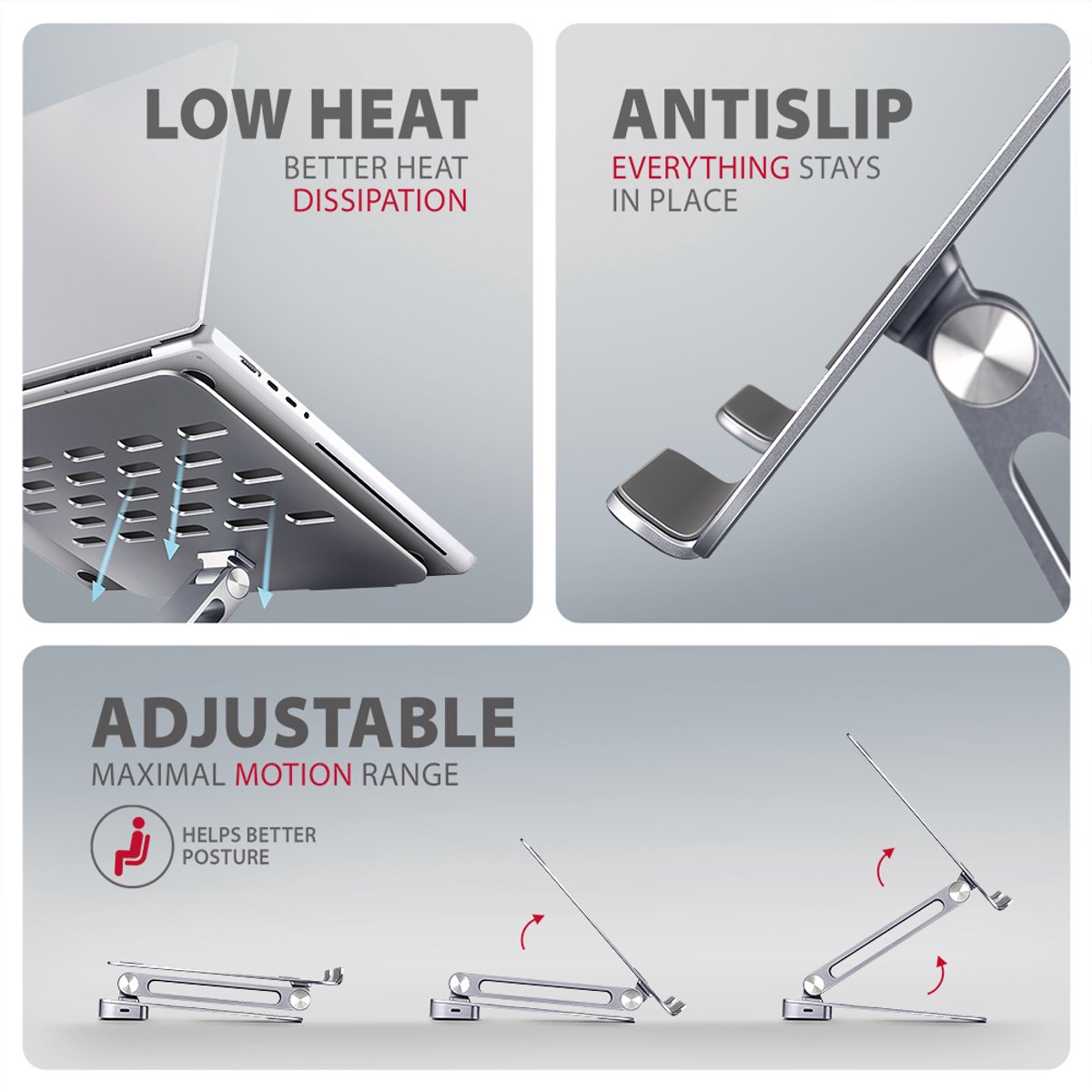 Wat vinden we goed aan de AXAGON HMC-STND laptopstandaard 10-16" met USB 5Gbps hub