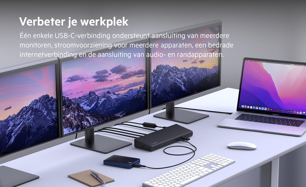 Belkin CONNECT USB-C Triple Display Dock Zwart
