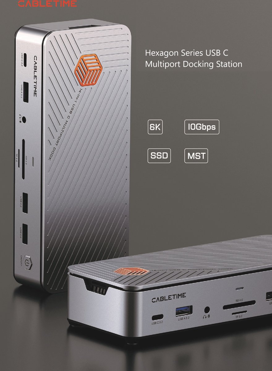 Cabletime 15-in-1 USB-C 8K Docking Station