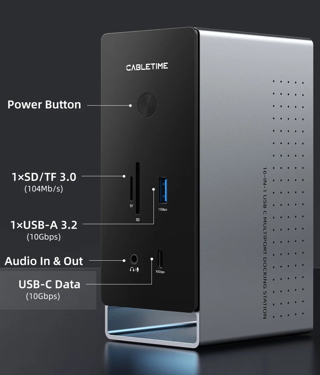 Cabletime 16-in-1 USB-C Docking Station 10Gbps