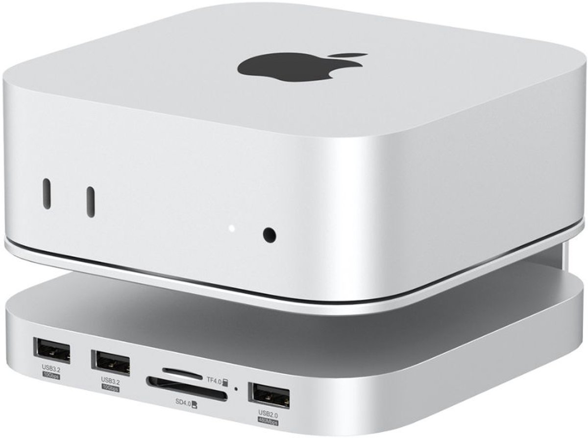 Casecentive Aluminium 7-in-1 Dockingstation voor Mac Mini M4/M4 Pro - Zilver