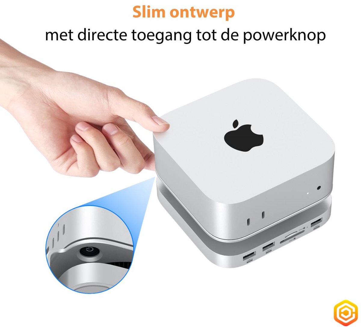 Casecentive Aluminium 7-in-1 Dockingstation voor Mac Mini M4/M4 Pro - Zilver