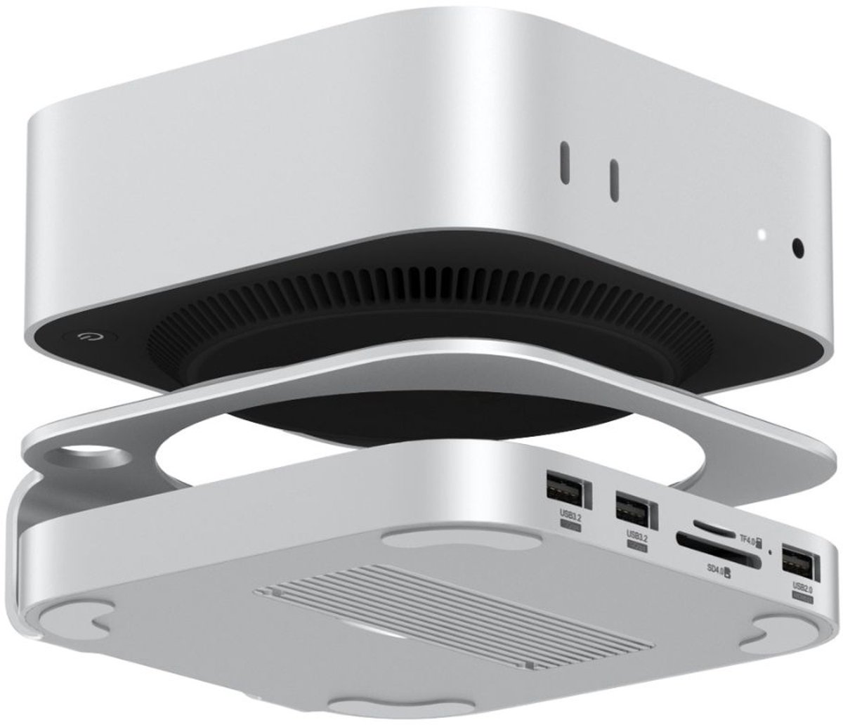 Casecentive Aluminium 7-in-1 Dockingstation voor Mac Mini M4/M4 Pro - Zilver