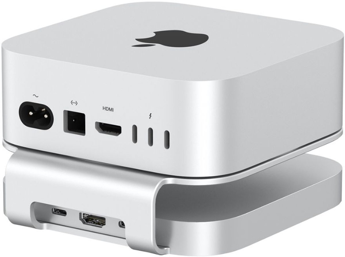 Casecentive Aluminium 8-in-1 Dockingstation voor Mac Mini M4/M4 Pro Zilver