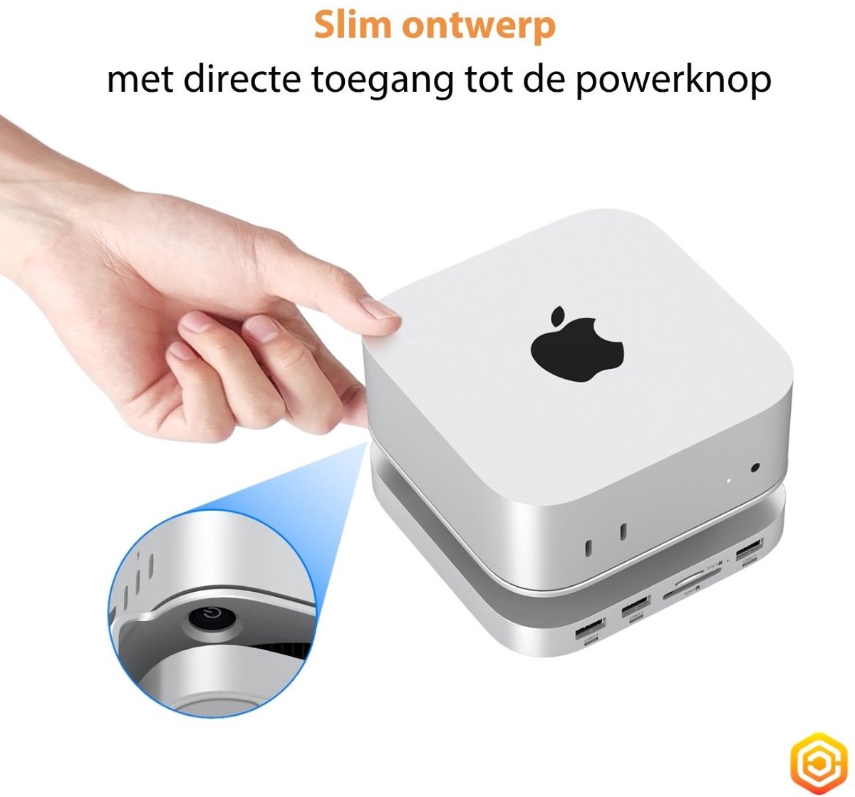 Casecentive Aluminium 8-in-1 Dockingstation voor Mac Mini M4/M4 Pro Zilver