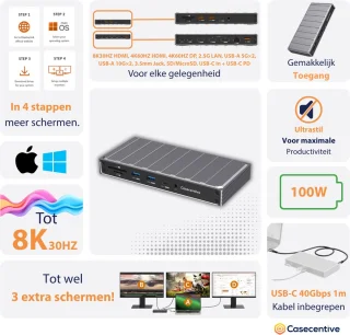 Casecentive USB-C DisplayLink Docking Station