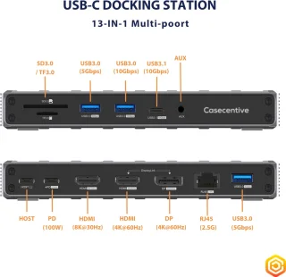 Casecentive USB-C DisplayLink Docking Station