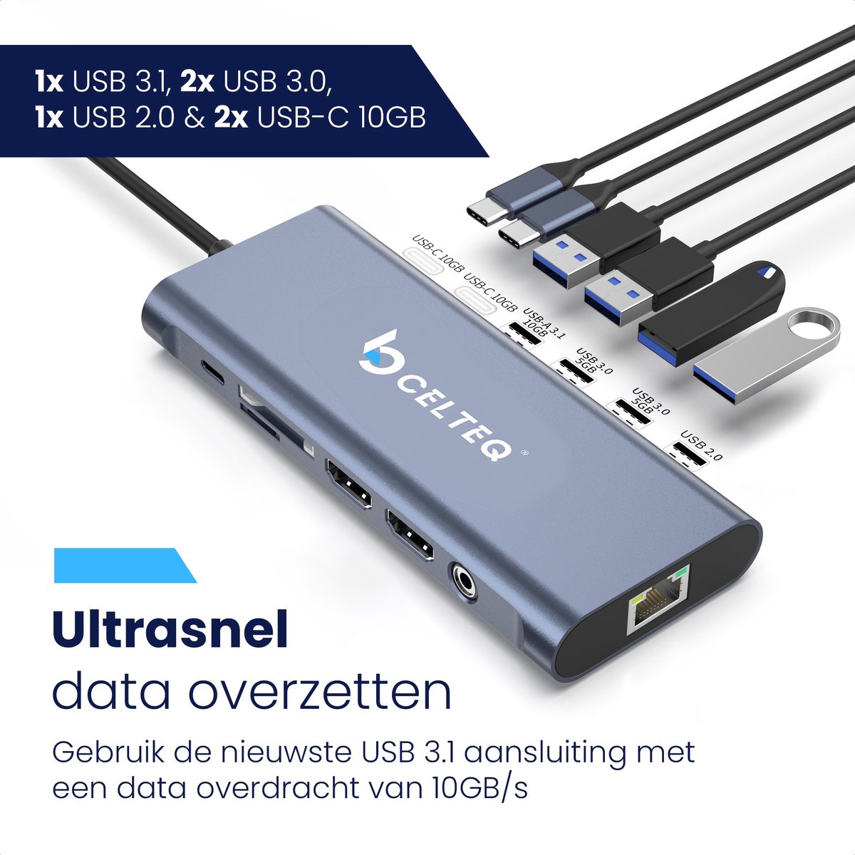 CELTEQ 14-in-1 USB-C Hubmaster ELITE Docking Station