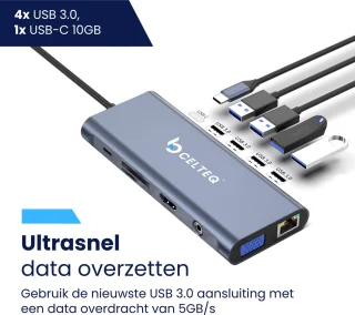 CELTEQ USB-C Hub 12-in-1 Docking Station