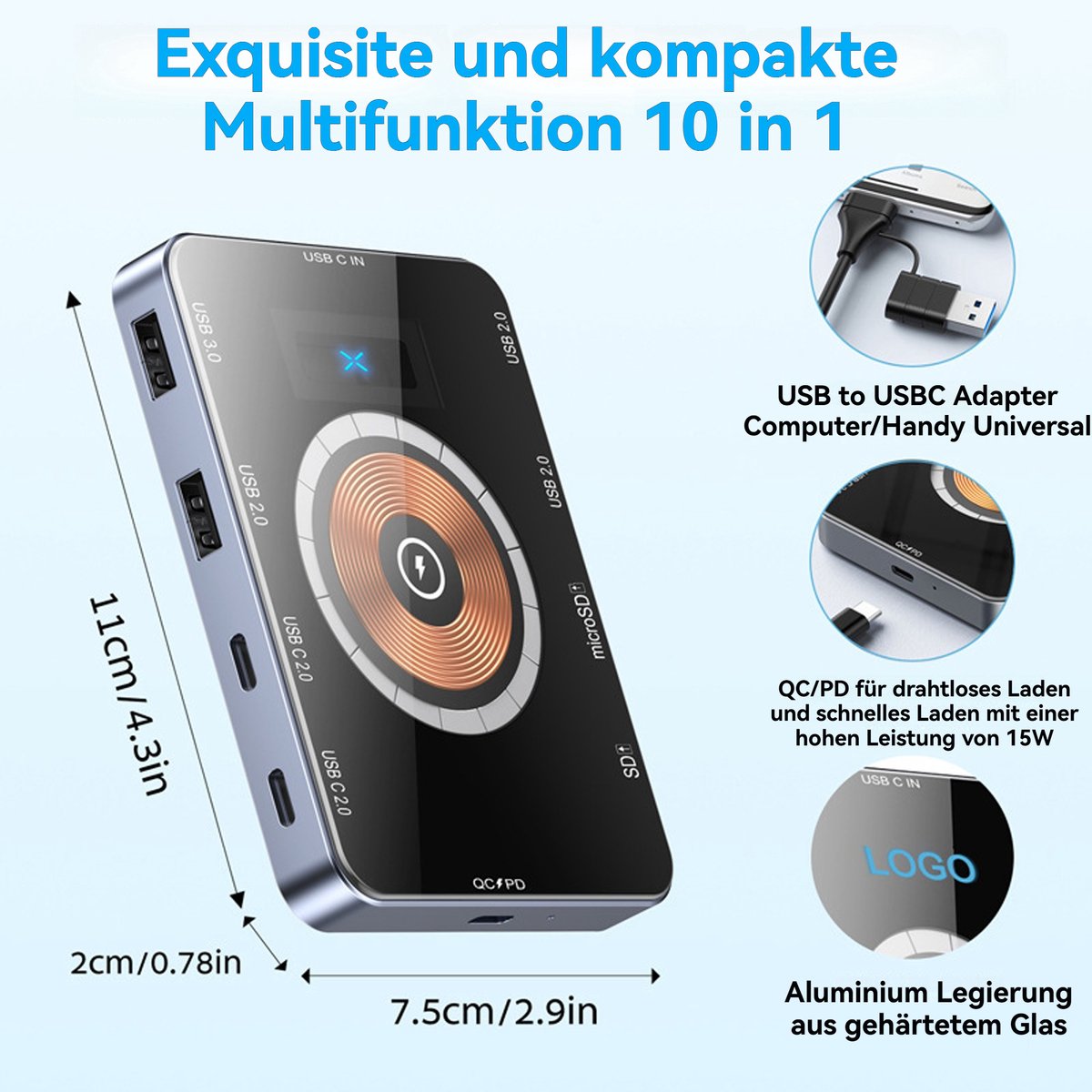 CHIWIN 10-in-1 USB-C Laptop Dockingstation voor Windows en Mac