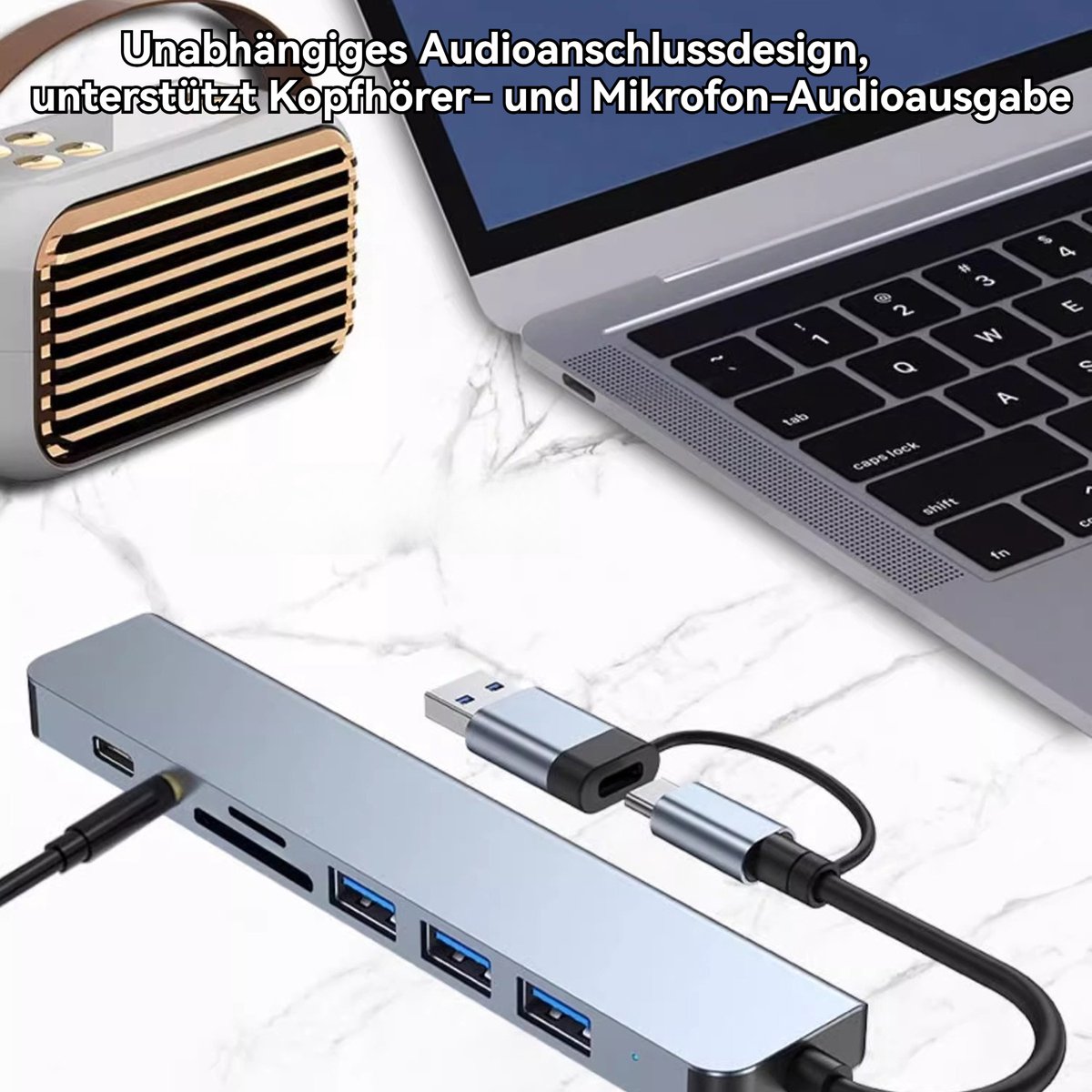 CHIWIN USB C Hub 8-in-2 Laptop Docking Station