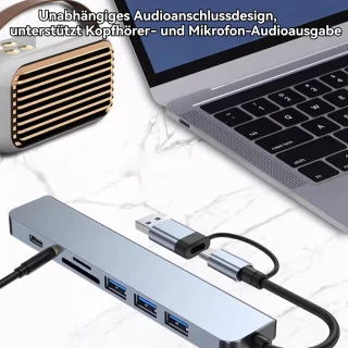 CHIWIN USB C Hub 8-in-2 Laptop Docking Station