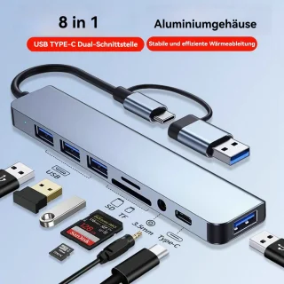 CHIWIN USB C Hub 8-in-2 Laptop Docking Station