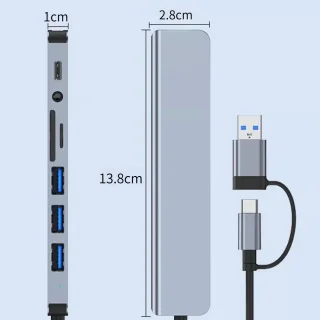 CHIWIN USB C Hub 8-in-2 Laptop Docking Station