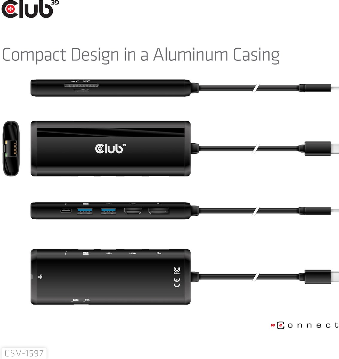 Club 3D USB-C 3.2 Gen 1 Travel Dock 8-in-1 MST Dual 4K60Hz