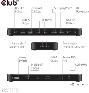 CLUB3D 14‑in‑1 USB‑C Quad Display Dockingstation