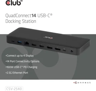 CLUB3D 14‑in‑1 USB‑C Quad Display Dockingstation