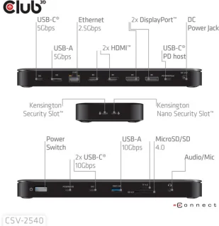 CLUB3D 14‑in‑1 USB‑C Quad Display Dockingstation