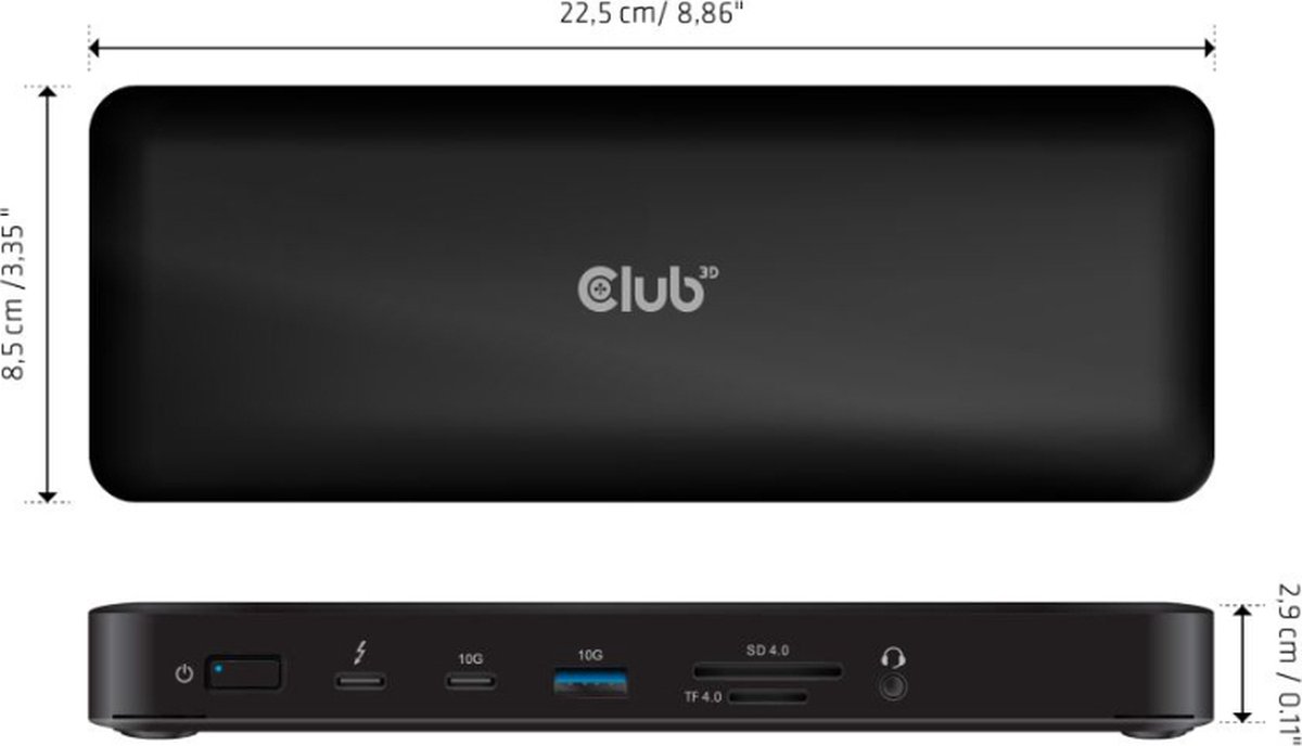 De CLUB3D CSV-1583 Thunderbolt 4 Laptop Dock Zwart in één oogopslag