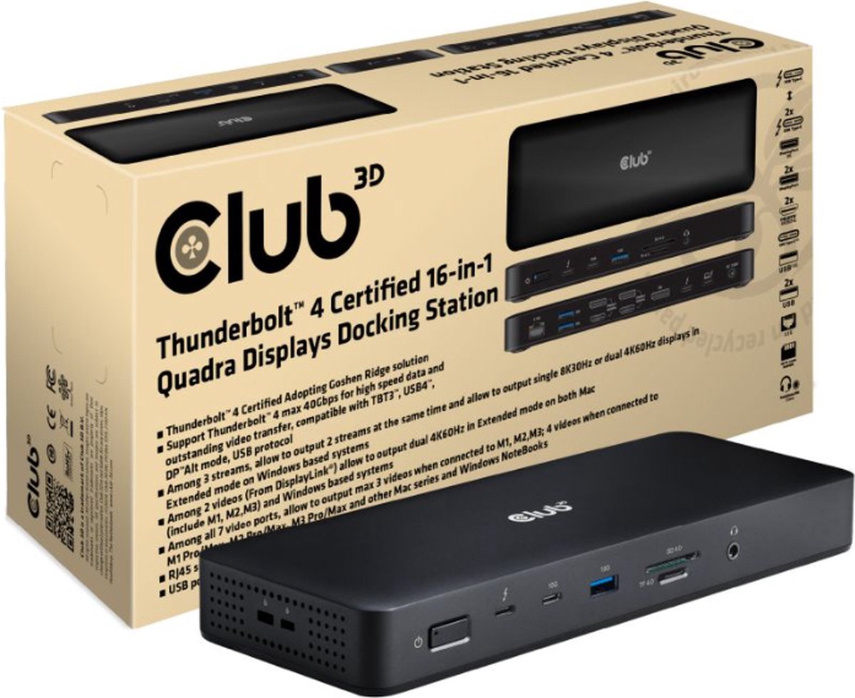 Wat vinden we goed aan de CLUB3D CSV-1583 Thunderbolt 4 Laptop Dock Zwart
