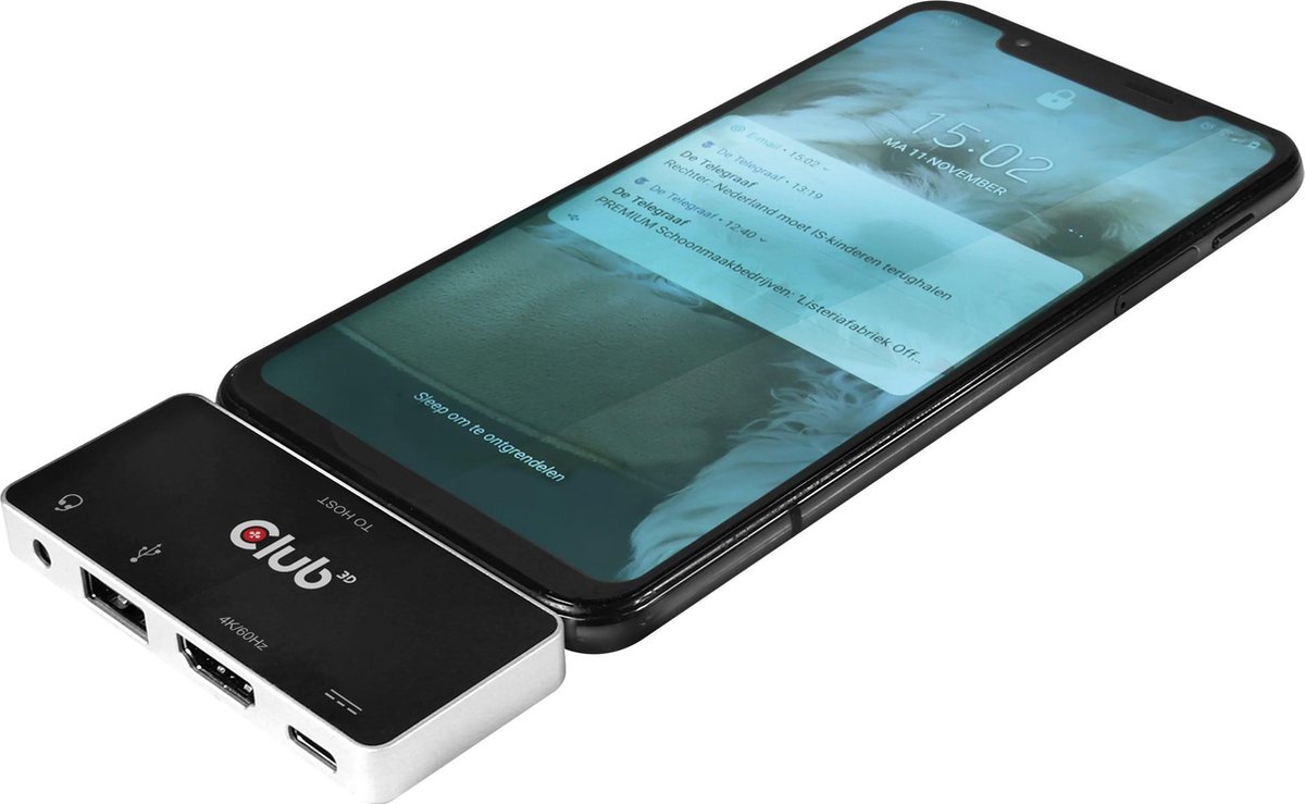CLUB3D CSV-1591 USB-C Docking Station Zwart Chroom