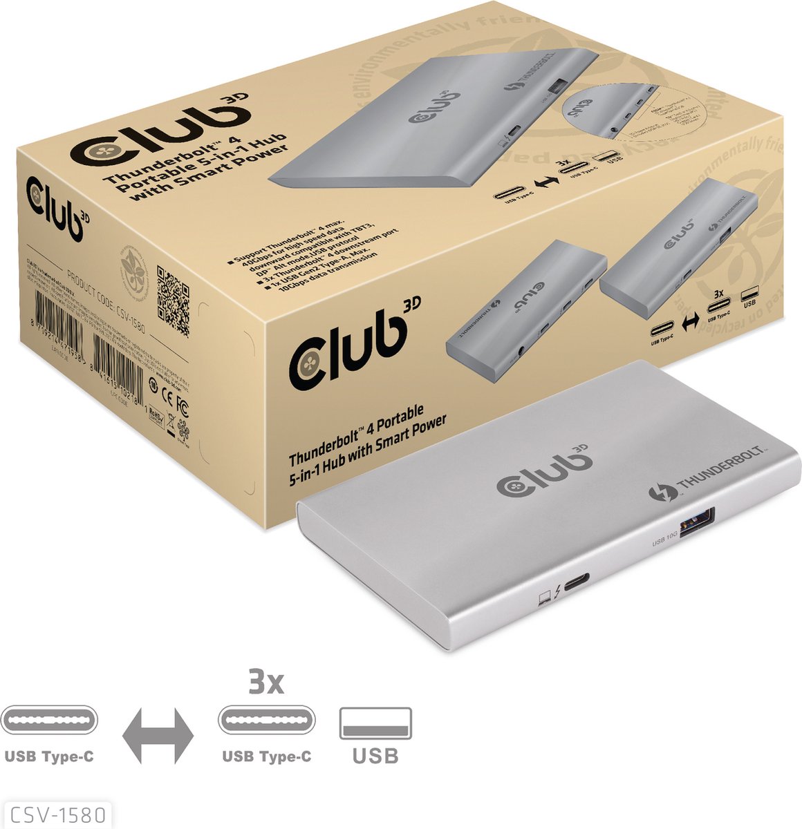 CLUB3D Thunderbolt 4 Portable 5-in-1 Hub