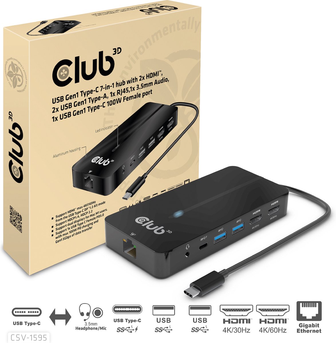 CLUB3D Type-C 7-in-1 Hub