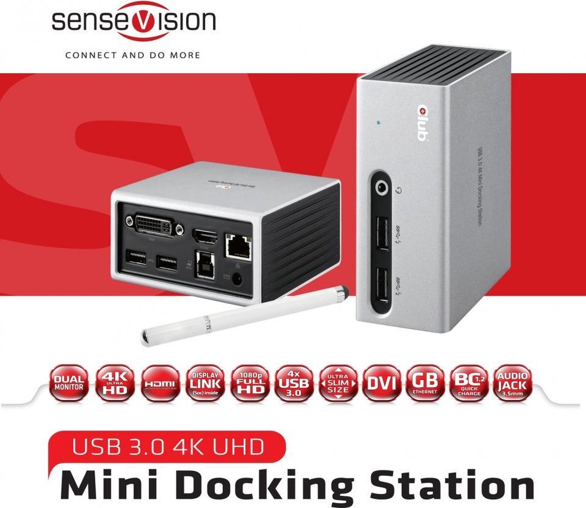 CLUB3D UNIVERSEEL Mini DisplayLink Docking Station USB 3.2 Gen 1