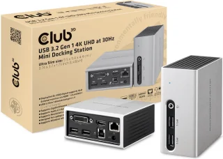 CLUB3D UNIVERSEEL Mini DisplayLink Docking Station USB 3.2 Gen 1