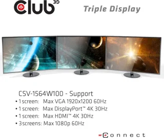 CLUB3D Universeel USB-C 3.2 Gen1 Docking Station Triple Display