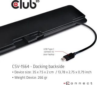 CLUB3D Universeel USB-C 3.2 Gen1 Docking Station Triple Display