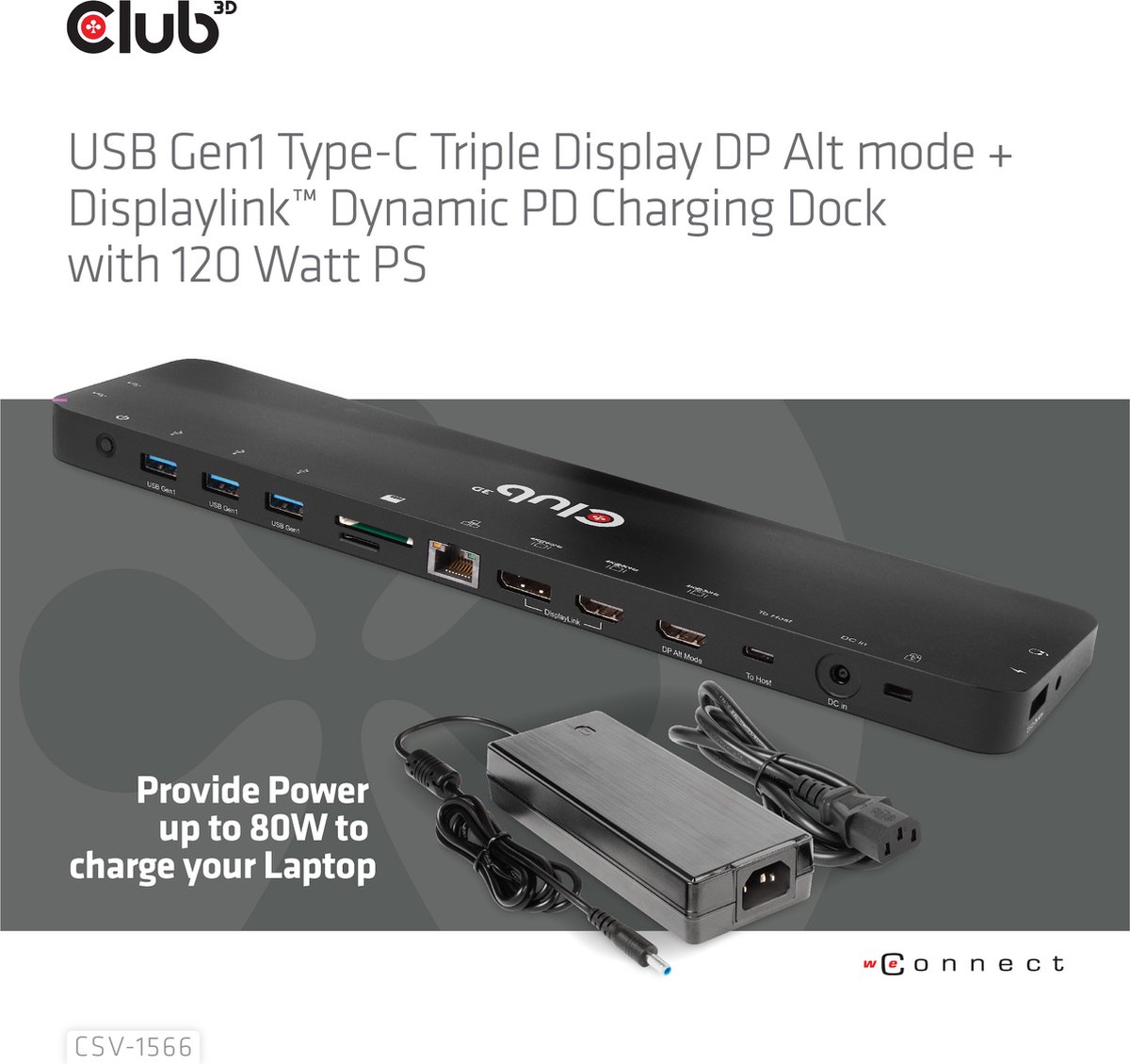 CLUB3D Universeel USB-C Docking Station 120W