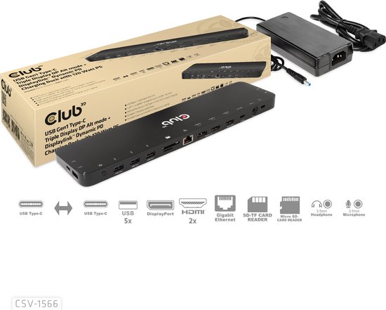 CLUB3D Universeel USB-C Docking Station 120W