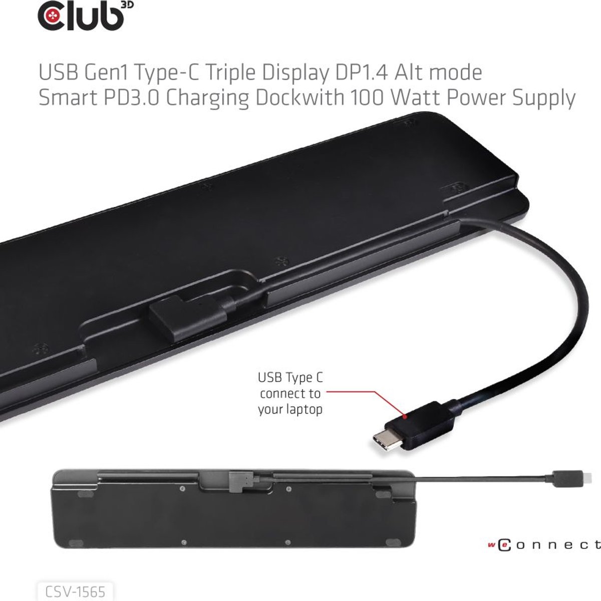CLUB3D USB Gen1 Type-C Triple Display Dock PD3.0 100W