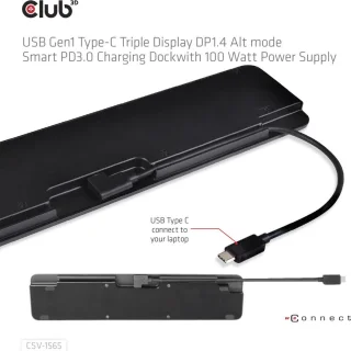 CLUB3D USB Gen1 Type-C Triple Display Dock PD3.0 100W