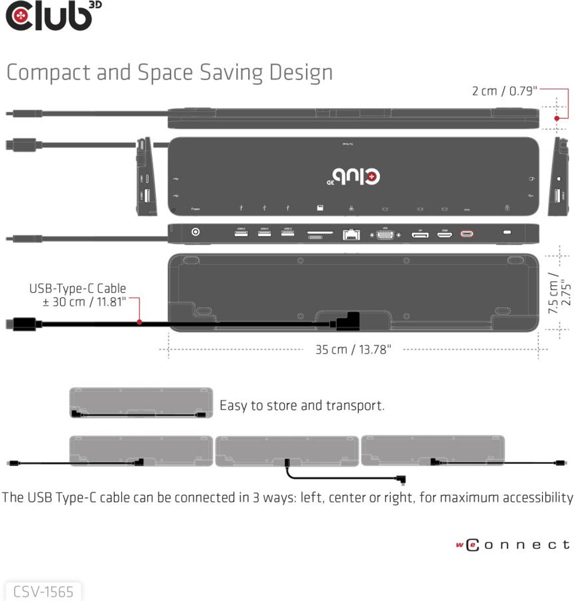 CLUB3D USB Gen1 Type-C Triple Display Dock PD3.0 100W