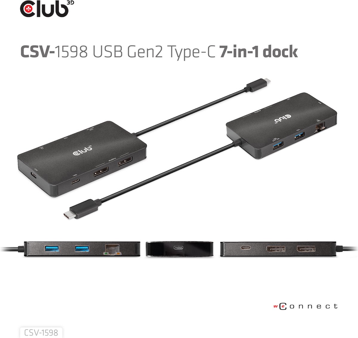 CLUB3D USB Gen2 Type-C Dual DisplayPort 7-in-1 HUB
