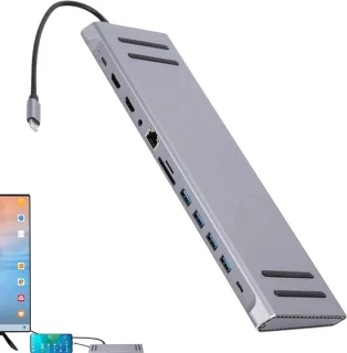 Computer Hub docking station - USB-C-adapter - grijs