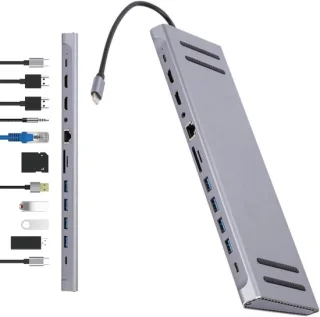 Computer hub docking station usb hub adapter laptop uitbreiding grijs