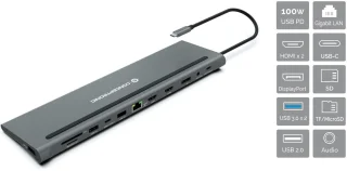Conceptronic DONN17G Notebook Dock & Poortreplicator Grijs