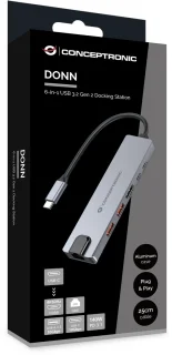 Conceptronic DONN29G Laptop Dock & Poortreplicator Type-C Grijs