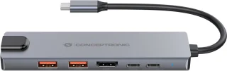 Conceptronic DONN29G Laptop Dock & Poortreplicator Type-C Grijs
