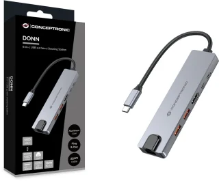 Conceptronic DONN29G Laptop Dock & Poortreplicator Type-C Grijs