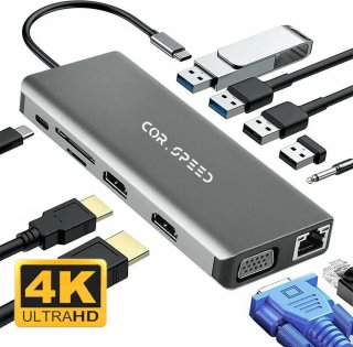 COR.SPEED 12-in-1 USB C Docking Station Space Grey